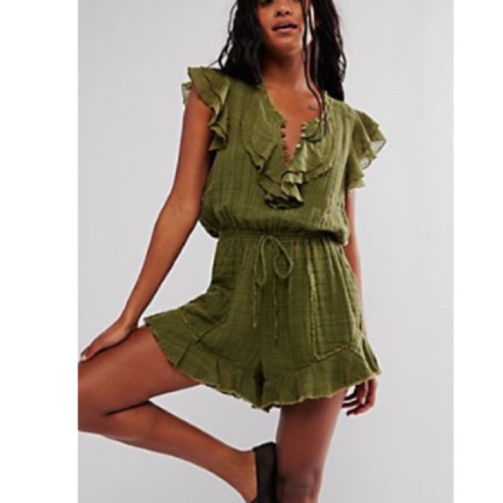 Olive Green Ruffle Jumpsuit